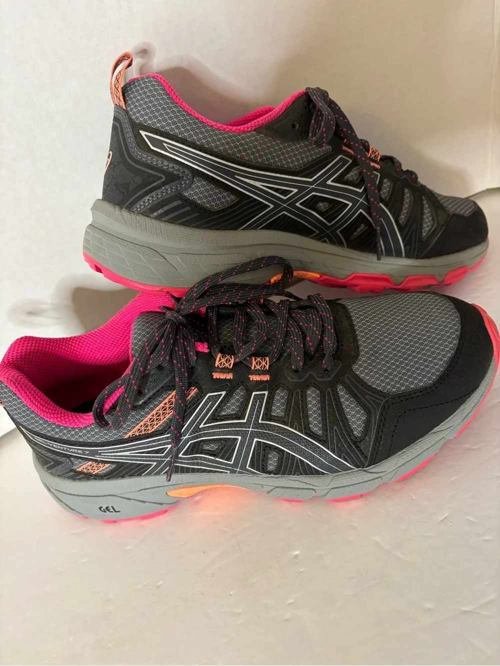 Asics Gray and Hot Pink Women's Athletic Running Shoes
